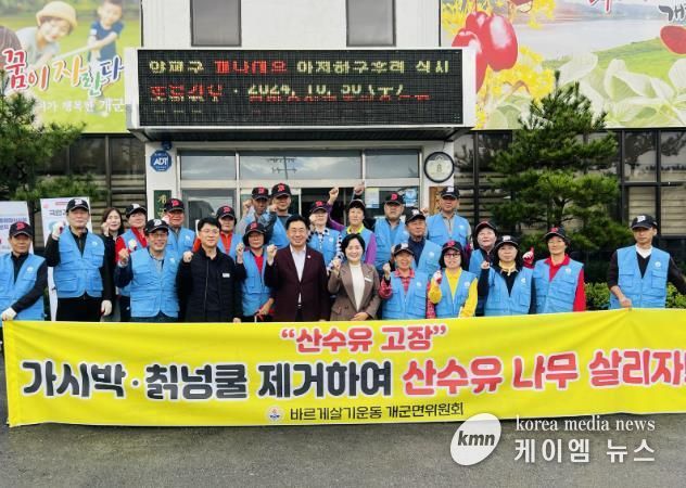 바르게살기운동 양평군 개군면위원회, 산수유수목 관리 봉사활동 펼쳐