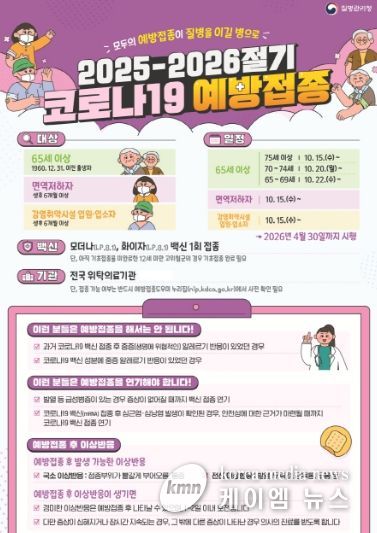 2025-2026절기 코로나19 예방접종 안내문