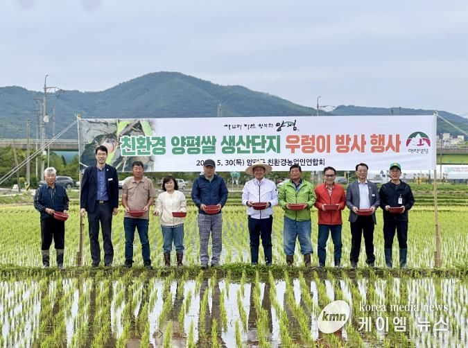 친환경 양평쌀 생산 우렁이 방사 행사