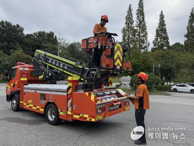 홍성소방서, 경량사다리차 조작 숙달훈련 실시