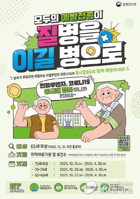 파주시, 65세 이상 어르신 대상 독감·코로나19 동시 예방접종 실시