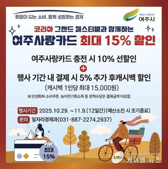 여주시, 코리아 그랜드 페스티벌 참여 ‘여주사랑카드 최대 15% 할인’