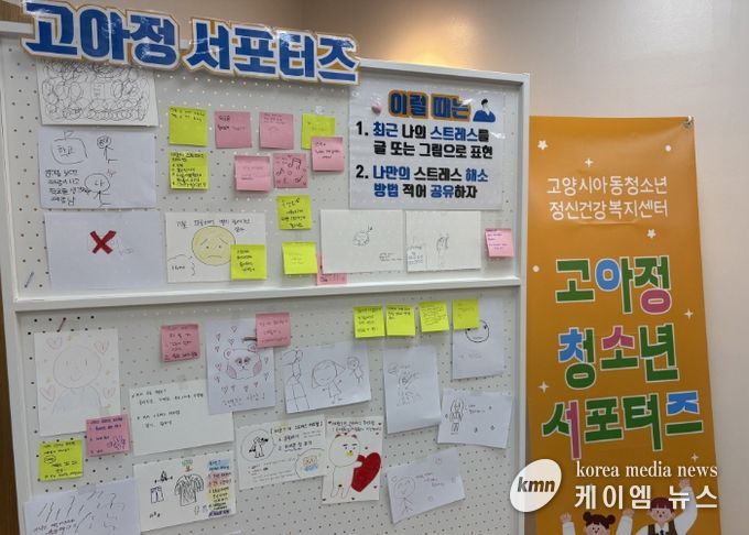 제9기 고아정 청소년 서포터즈가 포스트잇에 적어 게시한 마음건강 사용법