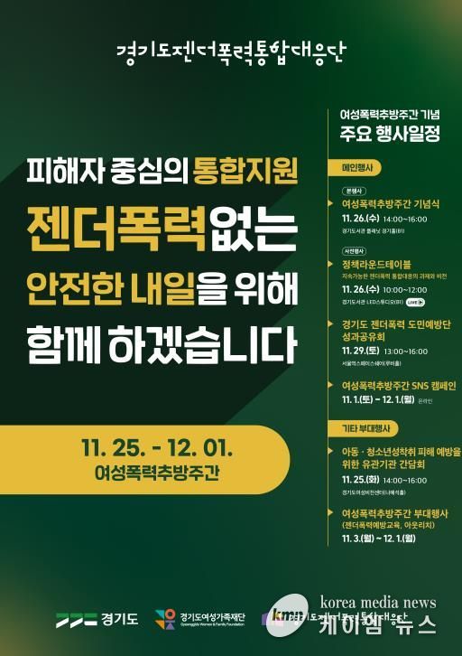 경기도, 여성폭력추방주간 맞아 도민과 함께하는 다양한 행사 개최