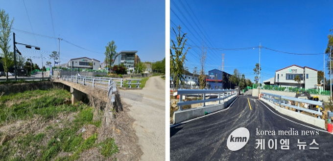 예지교 확장 공사 전(왼쪽)과 공사 후(오른쪽) 모습