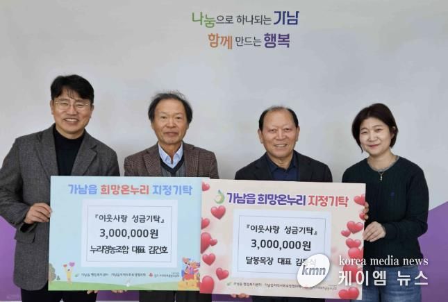 여주시 가남읍 달봉목장·누리영농조합, 이웃돕기 성금 600만 원 기탁