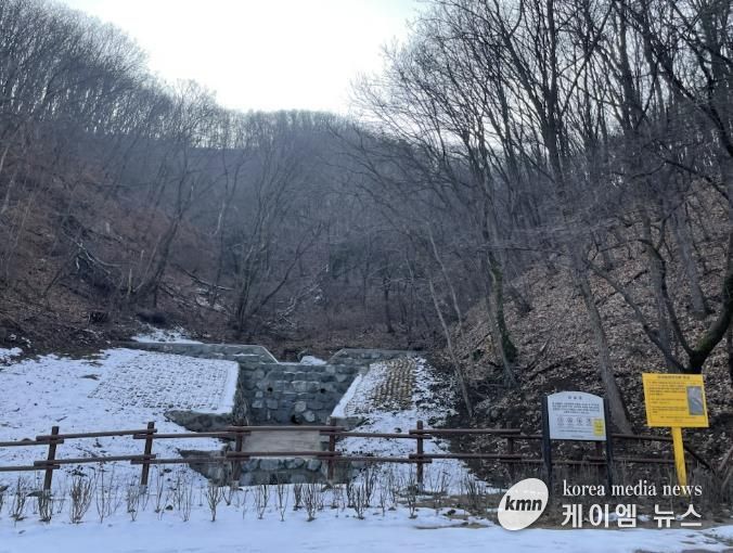 용인특례시가 산사태 등 자연재해 피해를 예방하기 위해 마련한 사방사업 공사 현장