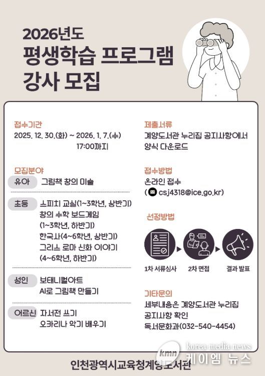 ‘정규 평생학습 프로그램’ 강사 공개 모집