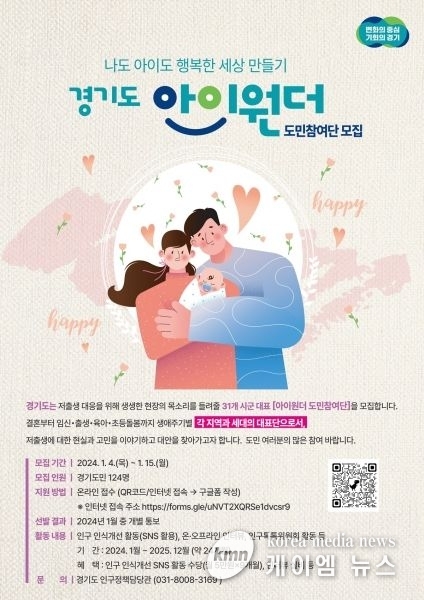 경기도, ‘아이원더’ 도민참여단 모집…인구정책 제안·저출생 인식개선 활동