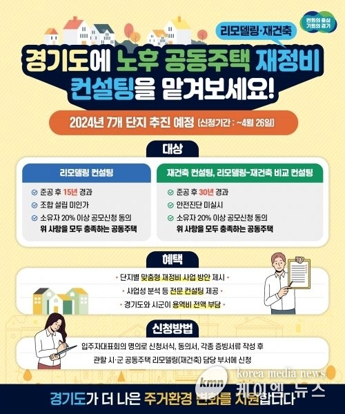 경기도, 노후 공동주택 재정비 컨설팅 사업 7개 단지 진행