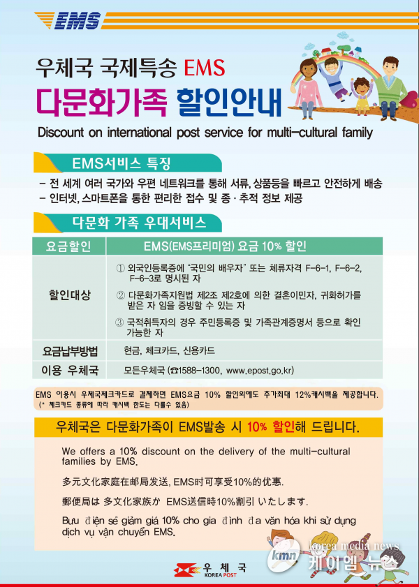 경기도, “다문화가족에 국제특급우편 요금 10% 할인해 드립니다”