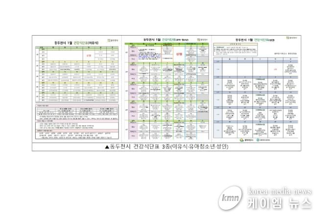동두천시보건소, 시민 건강증진 위한 맞춤형 식단표 지속 제공