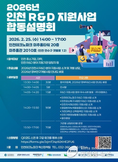 2026년 인천 R&D·지식재산 지원사업 합동설명회
