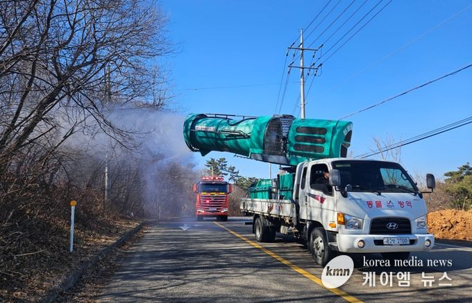 광역 방제기 활용, 대형 산불 차단한다