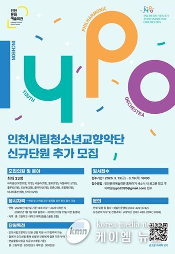 인천시립청소년교향악단 신규 단원 추가 모집