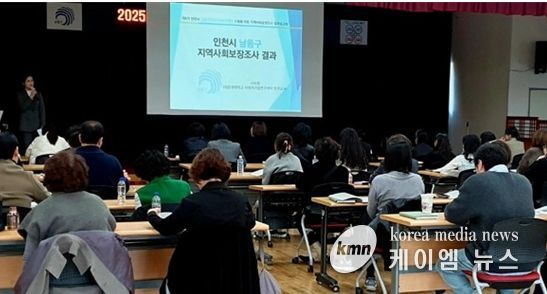 이선정 인천시사회서비스원 정책연구실 연구위원이 지난해 11월 남동구청에서 남동구 지역사회보장조사 결과를 발표하고 있다.