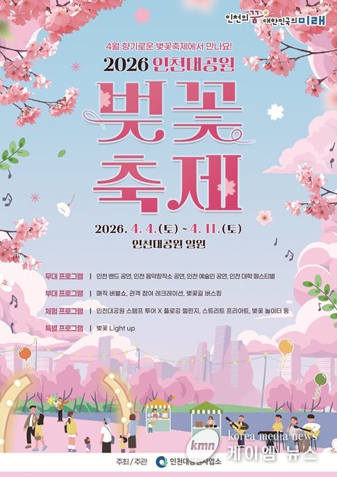 인천대공원 벚꽃축제, 4월 4일부터 11일까지 8일간 개최