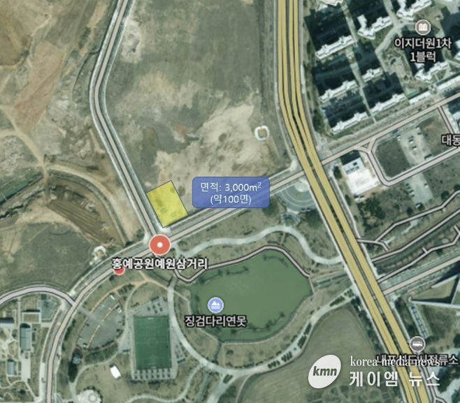 홍예공원 인근 임시주차장 예정 부지