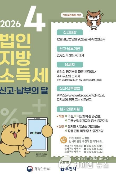 4월 법인지방소득세 신고‧납부 안내 포스터